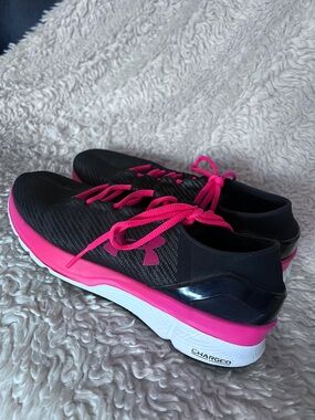 Under Armour Black and Hot Pink Women's Athletic Running Shoes